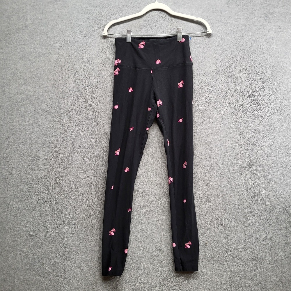 PINK Victoria's Secret Women Activewear Pants Small Black Yoga Leggings Floral